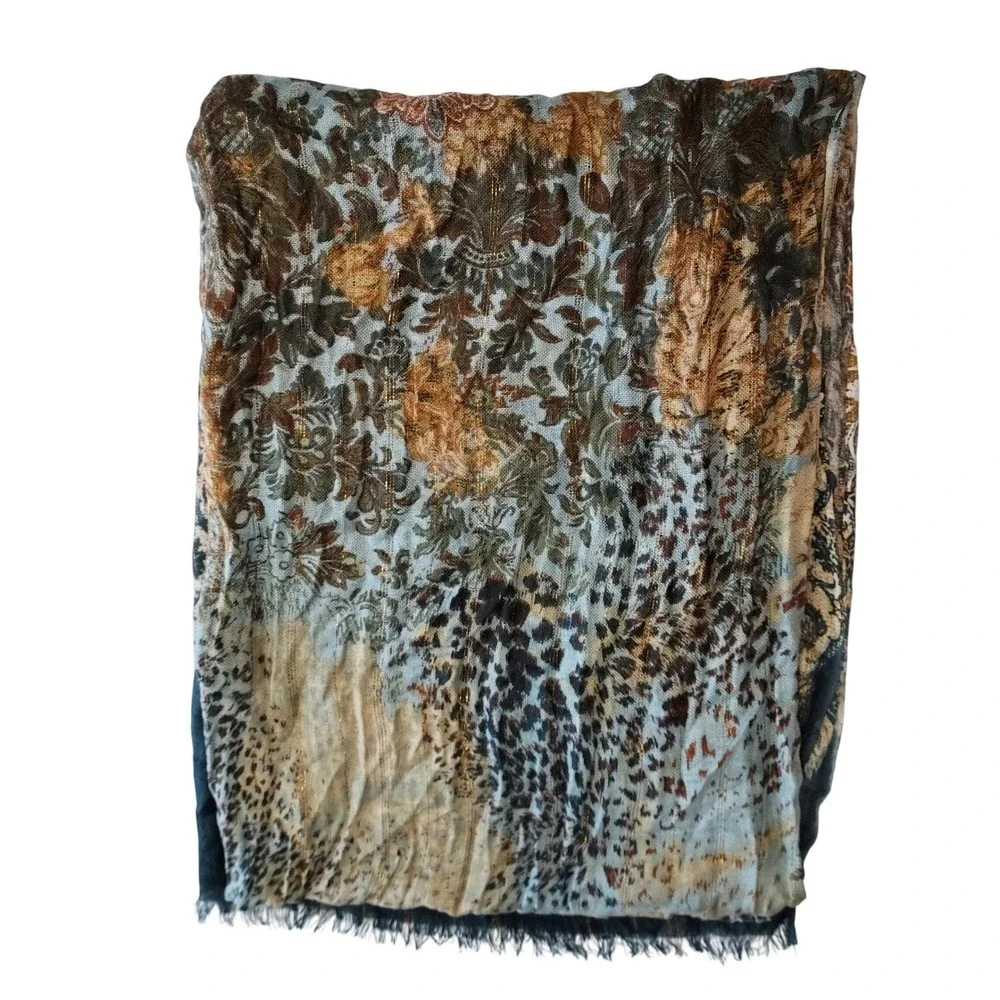 Women's Lightweight Abstract‎ Animal Floral Paisley Scarf Blue Brown Black Boho